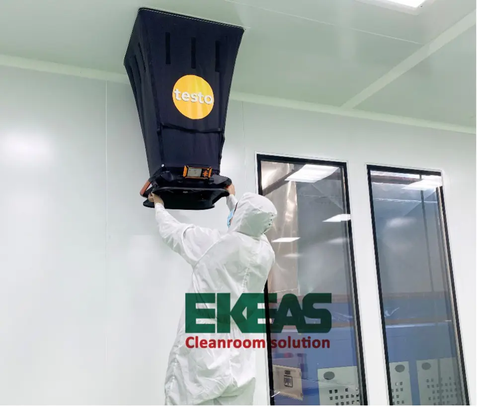 Cleanroom air volume test for cleanroom validation
