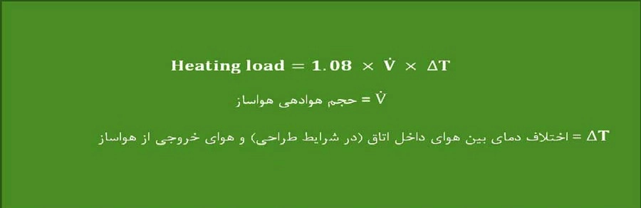 فرمول محاسبه ظرفیت هوادهی گرمایشی